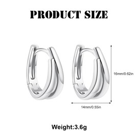 FDEETY Women's 14k Real Gold-Plated Hoop Earrings Gold Geometric Crossover Earrings Thick Hoop Earrings Lightweight Hypoallergenic Cartilage Huggie Hoop Earrings Fashion Jewellery, Zinc