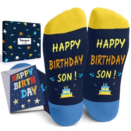 HAPPYPOP Birthday Gifts for Son - 21st 18th Gifts From Mom Mother in Law - Happy Socks With Greeting Card