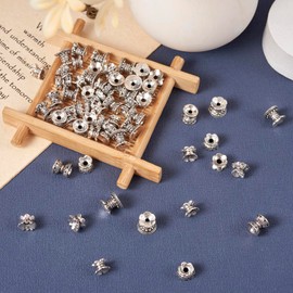 EEE ELECRELIVE 60Pcs Double Sided Tibetan Alloy Flower Spacer Beads 4 Styles Tassel End Caps Spacer End Caps Loose Spacer Beads for Bracelet Necklace Earrings Jewelry Making Supplies