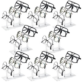 Ripeng 8 Pcs 3 Tier Acrylic Eyeglasses Sunglasses Rack Clear Eyewear Glasses Display Stand Sunglass Organizer Glasses Holder Display Risers for 3 Glasses Frame Shop Home Storage, 2.56 x 6.1 x 5 Inches