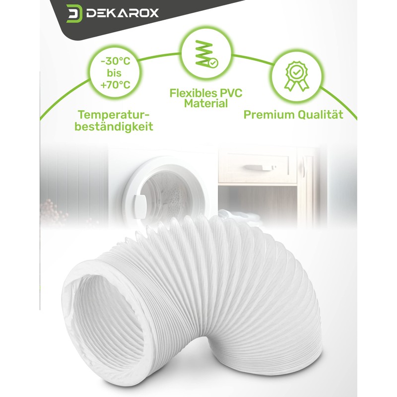 DEKAROX 1.5 m PVC Exhaust Hose Diameter 100/102 mm Flexible