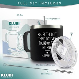 KLUBI KLUBI Valentines Day Gifts for Him - You're The Best Thing I Found On The Internet Mug 14oz Husband Birthday Gift Husband Gifts From Wife I Love You Gifts for Him You Are The Best Thing I Found Online
