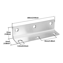 Redunest L Bracket, Heavy Duty Corner Brace, 4 Pack 4" Metal Shelf Bracket Angle Bracket for Shelves, Polished Silver Stainless Steel Braces for Wood Furniture