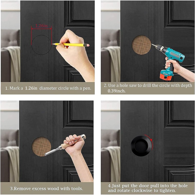 MOROBOR 8 Pack Round Sliding Closet Door Handles, Stainless Steel,