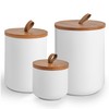 CoorFormer White Ceramic Canister Set with Bamboo Lids, 3-Piece Airtight