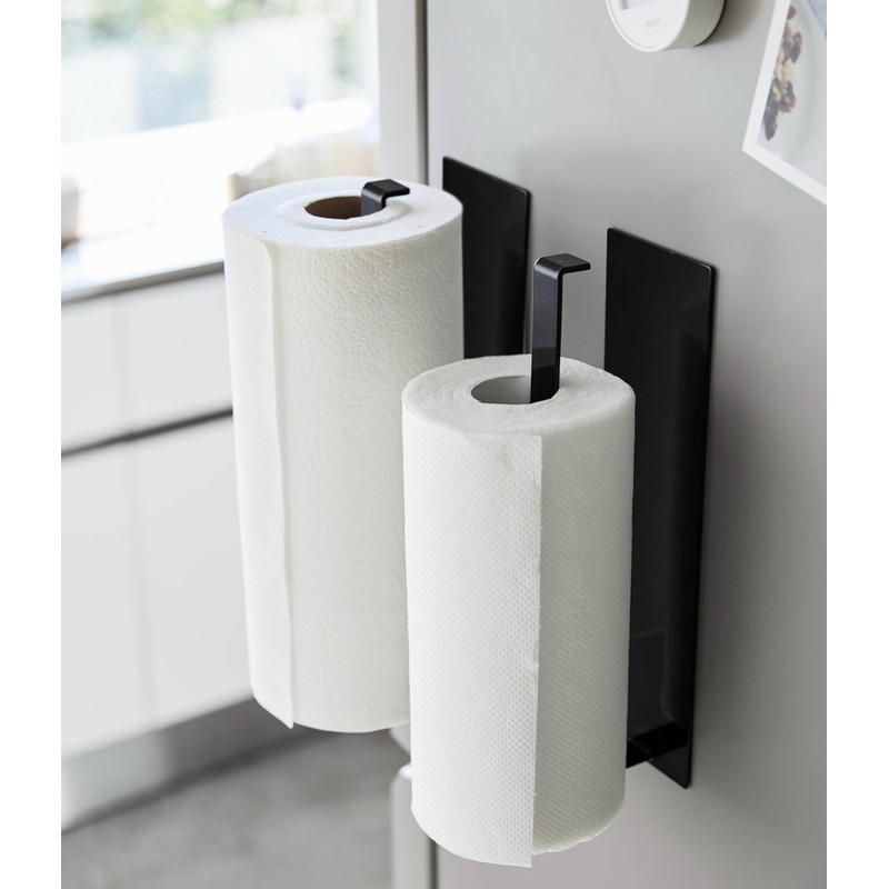 Yamazaki 5217 Magnetic Kitchen Paper Holder, Wide, Black, Approx. W