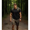 Men Workout Shirts Dry Fit Fitted (Black,L)