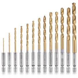 SPEEDWOX 13 Piece Drill Bit Set, For Woodworking, Hex Shank Drill Set, Hexagonal Drill Bit Set, Metal Drill Bit Set, Twist Drill Bit Set, Woodworking Drill Bit, Hex Axis, Ironwork Drill Set, Metal