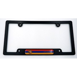 Armenia Black Plastic Car License Plate Frame with Domed Decal Insert Flag