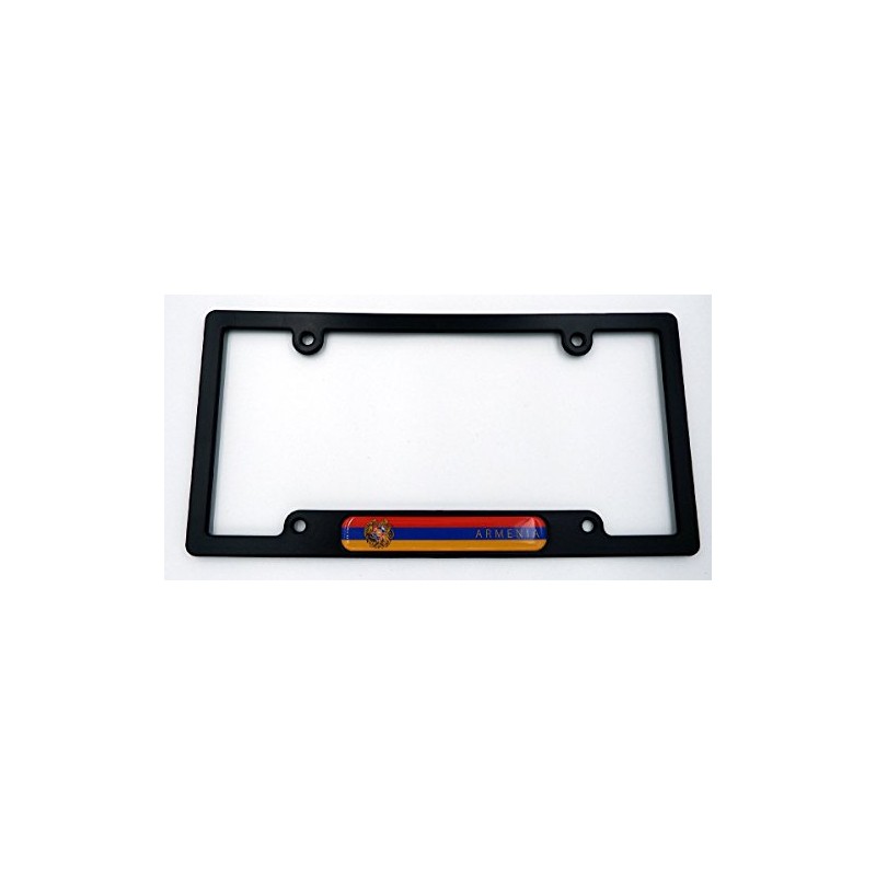 Armenia Black Plastic Car License Plate Frame with Domed Decal