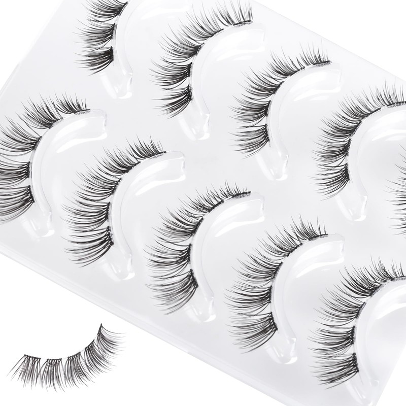 Natural Clear Band False Eyelashes Wispy Faux Mink Lashes Cat