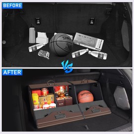 HOLDCY Car Trunk Organizer - Waterproof & Easy to Clean – Expand Your Storage Space - Adjustable Compartments and Foldable Trunk Organizer Fits Cars, SUVs, Trucks (Brown, 14.90'' x 13.77'' x 13.77'')