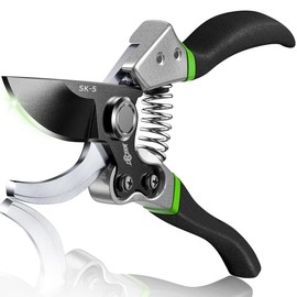 DECERK Pruning Shears for Garden  8.5" Professional Bypass Gardening Scissors & Clippers, Super Sharp SK5 Blade, Ergonomic Handle Heavy Duty Hand Held Pruners, Gardening Gift for Women Men with wood finish, 2025 home Tool Lock Cutting:_Black Green