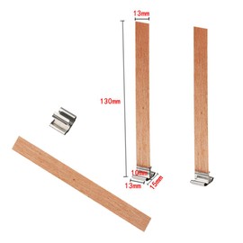 BENBO 154Pcs Wood Candle Wicks, 5.1 X 0.5 Inch Smokeless Crackling Natural Wicks with Iron Stand and Candle Warning Labels for DIY Craft (50 Sets)