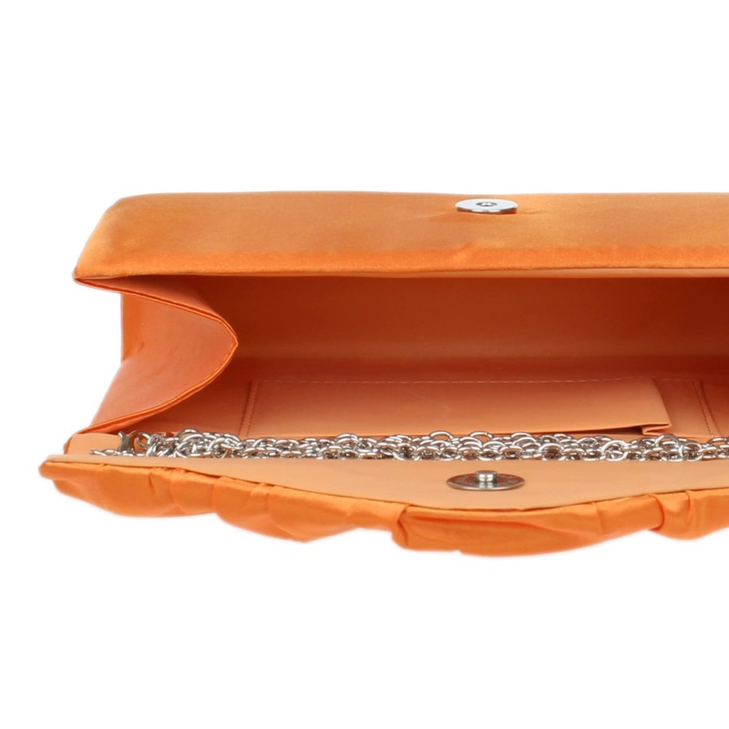 Girly Handbags Women's Satin Pleated Clutch Bag, orange