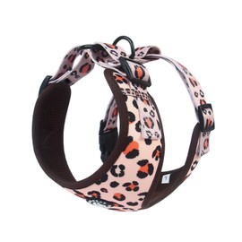 Coowone Dog Harness and Leash Set with Poop Bag Dispenser -Soft Mesh Adjustable and No Pull Dog Harness for Small Medium Large Dogs (L (Neck 14.5"-20"; Chest 18.5"-27"), OrangeLeopard)