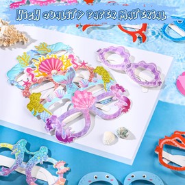 Motionchic 24 Pcs Mermaid Party Favors Decorations Mermaid Themed Paper Eyeglasses Shark Sea Animal Photo Booth Props Mermaid Birthday Decorations for Girls