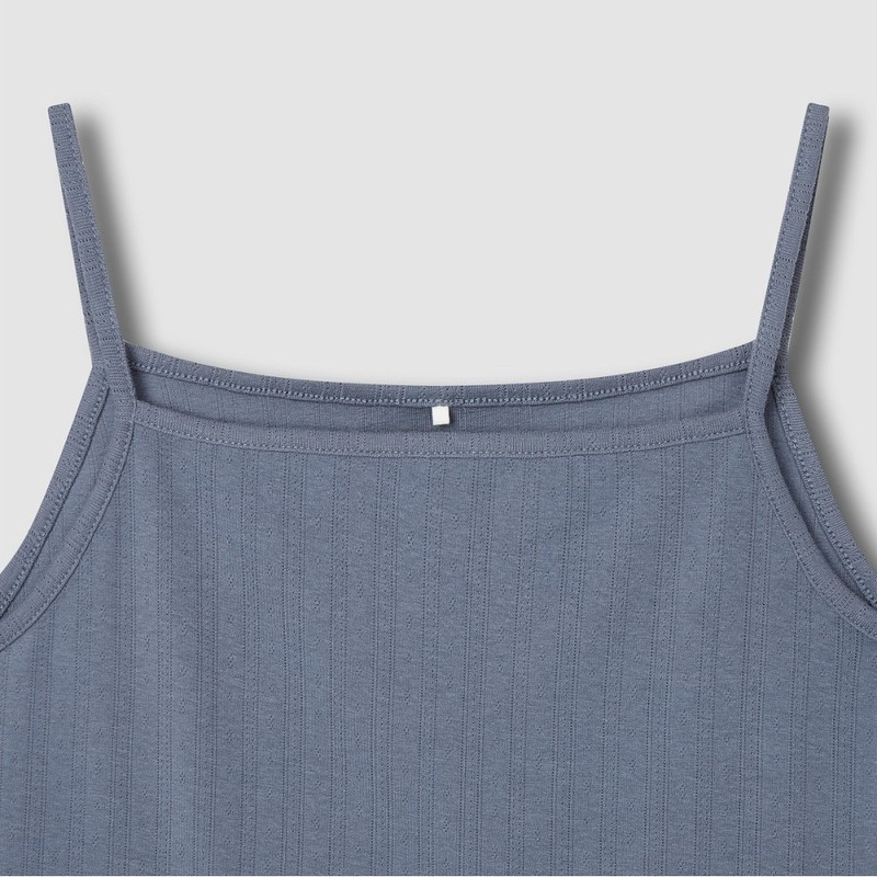 JAJU [JAJU] Yeo Pointelle Sleeveless Lounge T-Shirt_Blue Grey