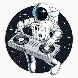 MAGNET Astronaut Dj With Turntable Magnetic Vinyl Sticker Decal Magnet 5"