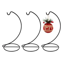 Abom 9in Ornament Display Stand, 3 Pack Black Iron Hanging Hook Hanger for Glass Globe, Air Plant Terrarium, Witch Ball, Christmas Ornaments, and Wedding Decor