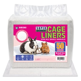 HASHI Absorbent Cage Liner - Specially for Birds, Small Animals Like Guinea Pigs, Hamsters, Rabbits | 50 Count Set, 16.1 x 27.9 inches - Best Absorbency for Small Animal Cages