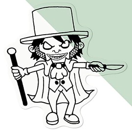 Small 100mm 'Jack The Ripper' Clear Static Window Cling Sticker/Decal (Black) (WC00002896)