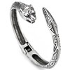 COOLSTEELANDBEYOND Mens Steel Leopard Cuff Bangle Bracelet with Tattoo Totem