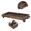 MyGift 30-Inch Rustic Wood Rolling Boot Tray with Metal Pipe