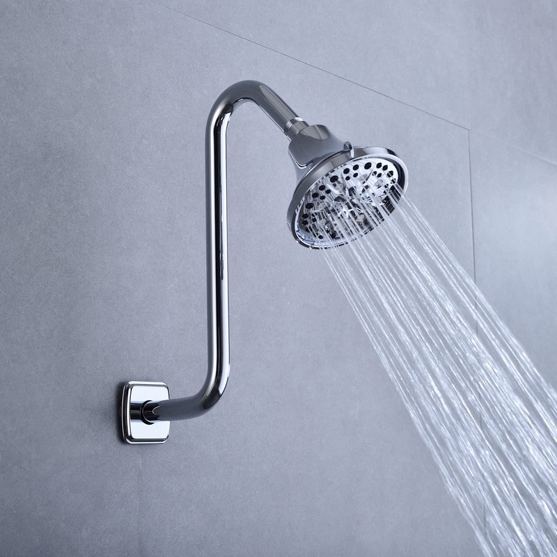 Angled Shower Arm with Flange S Shaped Rainfall Shower Head