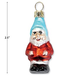 Glass Gnome Ornaments - Set of 6, Christmas Decoration, Mini Tree Holiday Decor