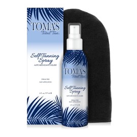 Toma's Total Tan Liquid Spray Instant Sunless Tanner - Whole Body Natural Looking Golden Bronze - Non-Sticky Streak-Free Application Color Guide - Paraben-Free, Tropical Scent - 6 oz