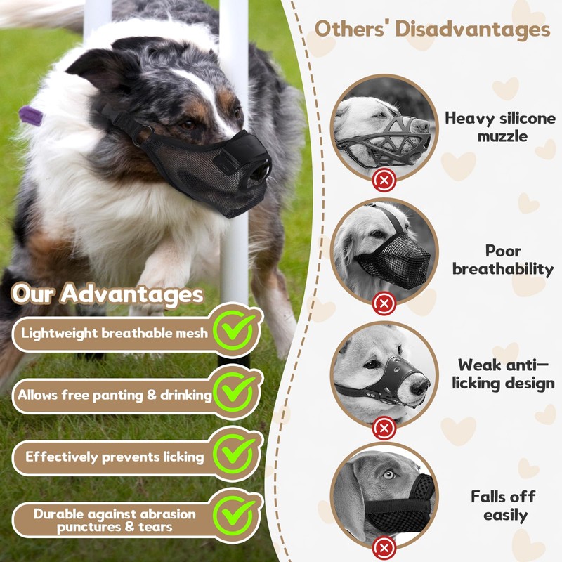 Soft Mesh Dog Muzzle for Extra Large Dogs, Breathable and