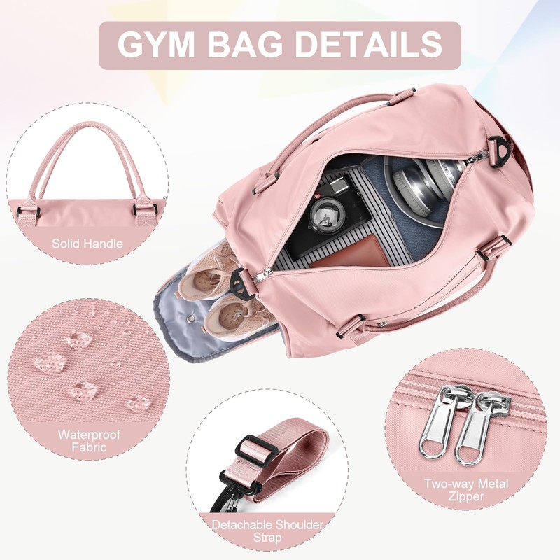 Gym Bag for Women with Shoes Compartment,Small Duffel Bag Sport