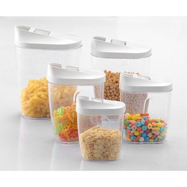DMZK Pack of 5 Plastic Containers with Clear Food Blankets Food Air Feeder for Rice Bean Cereals