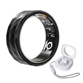 Smart Ring Health Tracker, Diamond Pattern Ring, Anillo Inteligente para Hombre, Health Rings for Women & Men, Long Lasting Batteries Sleep Ring, Waterproof Fitness Sleep Tracker (Black, 8)