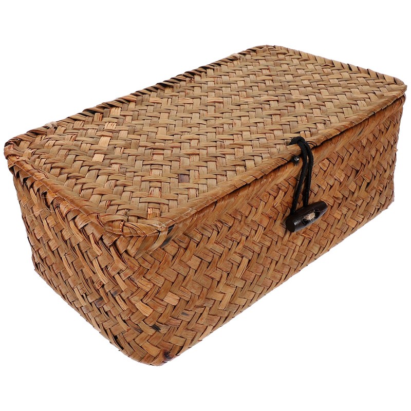 Gatuida Rectangular Wicker Baskets with Lids, Seagrass Storage Baskets with