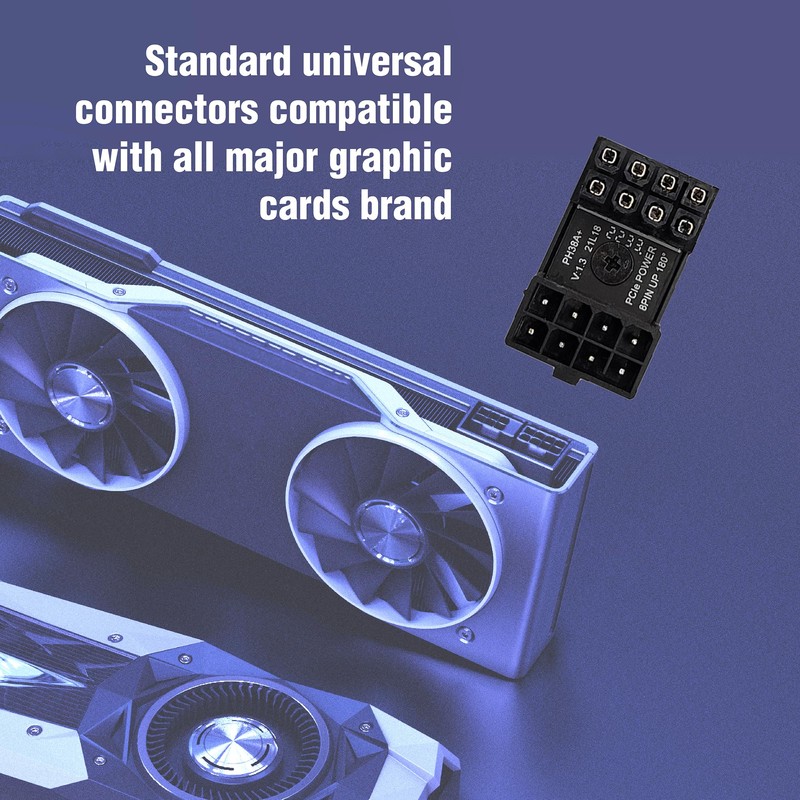 PCIe 8-Pin 180 Degree Angled GPU Power Adapter, Standard Version