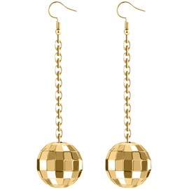 Rave Envy Disco Ball Earrings for Women - 70's Gold, Gold, Size One Size Fits Most