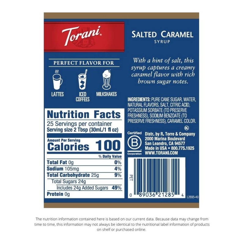 Torani Syrup, Salted Caramel, 25.4 Ounces (Pack of 4)