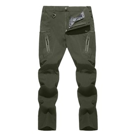 TACVASEN Light Weight Work Pants for Men Hiking Pants Men Waterproof Rain Pant with 8 Pockets Tactical Cargo Trousers for Outdoor Hunting Green 34