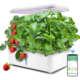 Hydroponics Growing System Kit with LED Grow Light, Indoor Gardening System with 14 Pods, WiFi Indoor Herb Garden, Herb Garden Kit Indoor, Adjustable Height Up to 16.5", Auto Pump, 5L Water Tank