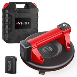 Avhrit Electric Glass Suction Cups, 8" Heavy Duty Battery Suction Cup with 4 x 2000mAh Batteries, LCD Display, 440 LBS/200 KG Max. Load, Cordless Vacuum Lifter for Moving Tile Windows, Stone