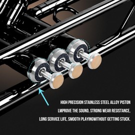 Soulmate Bb Trumpet Brass Standard Gold Trumpet Instrument for Student School Band Orchestra Adult Beginner withwith Hard Case, Cleaning Kit, 7C Mouthpiece and Gloves, Black