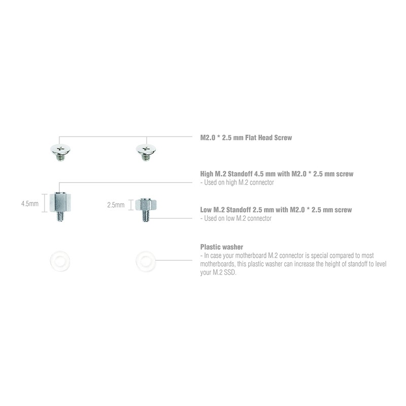 MICRO CONNECTORS M.2 SSD Mounting Screws Kit for Asus Motherboards