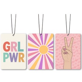 Dimurela Girl Power Car Air Freshener Accessories 3pcs, Preppy Hanging Air Fresheners Decor for Girly Room Closet Bathroom, Trendy Inspirational Car Scent Lavender Fragrance Card for Women Drawer