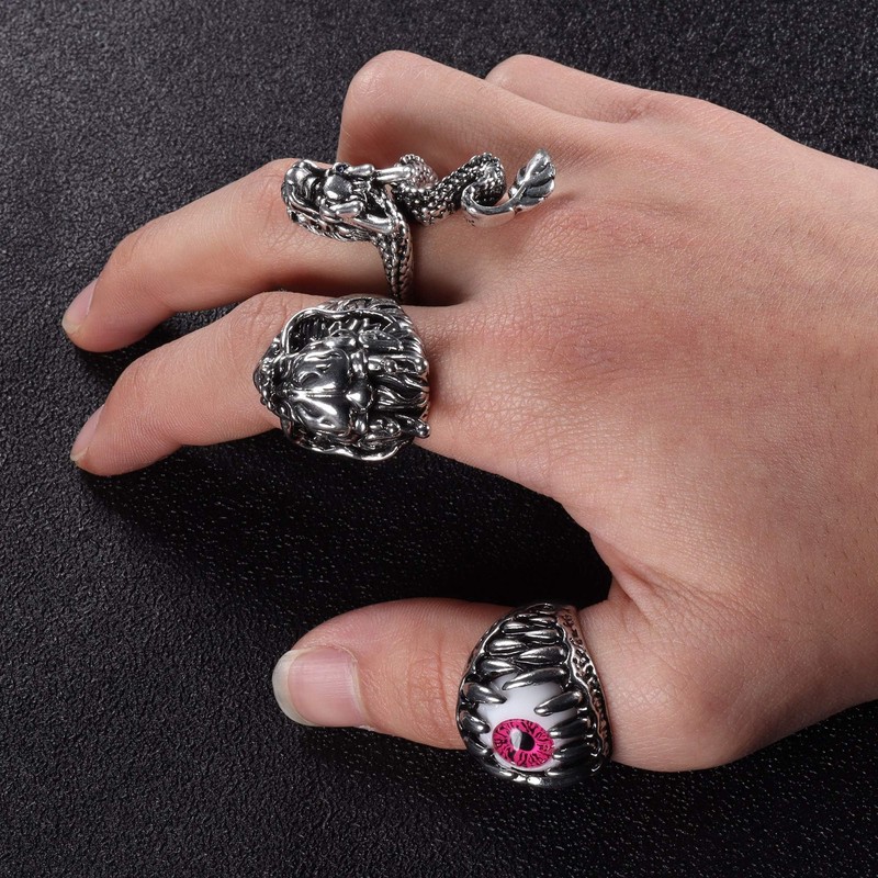 Jstyle 16 Pieces Vintage Punk Rings for Men Women Gothic
