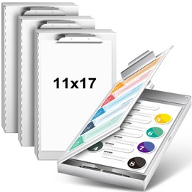 Chivertion 3 Pcs Aluminum 11'' x 17'' Clipboard with Storage Heavy Duty Metal Lightweight Form Holder with Capacity Clip 1 Compartment Clipboard for Student Teacher