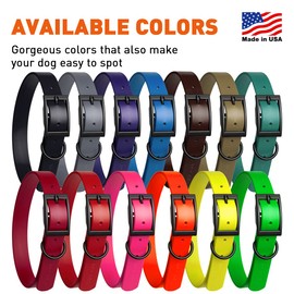 Dogline Biothane Waterproof Dog Collar Strong Coated Nylon Webbing with Black Hardware Odor- Proof for Easy Care Easy to Clean High Performance Fits Small Medium or Large Dogs