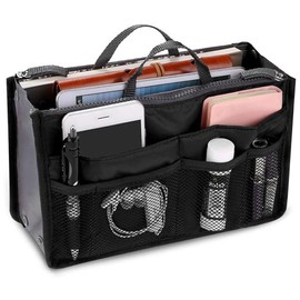 Handbag OrganizerInsert for Women with 13 Pockets Large Capacity - Color: black