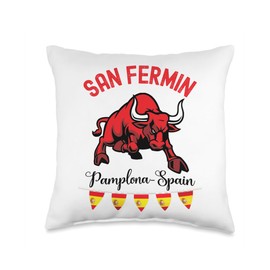 San Fermín Toro y Bandera de España Throw Pillow